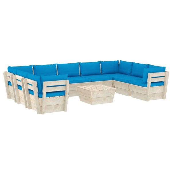 10 pcs conjunto lounge de paletes + almofadões madeira de abeto - Image 2