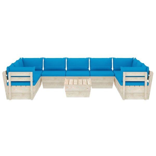 10 pcs conjunto lounge de paletes + almofadões madeira de abeto - Image 3