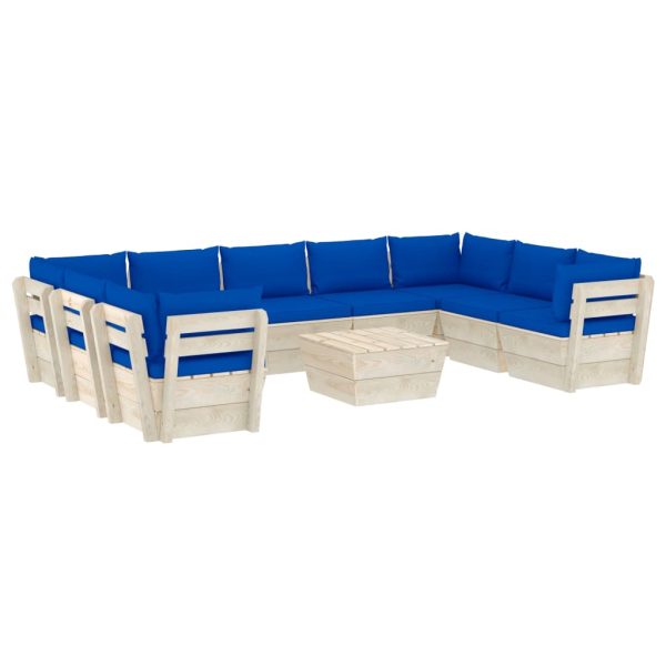 10 pcs conjunto lounge de paletes + almofadões madeira de abeto - Image 2
