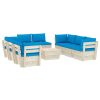 9 pcs conjunto lounge de paletes + almofadões madeira de abeto - Image 2
