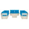 9 pcs conjunto lounge de paletes + almofadões madeira de abeto - Image 3