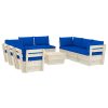 9 pcs conjunto lounge de paletes + almofadões madeira de abeto - Image 2