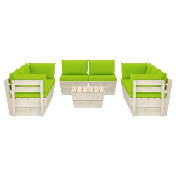 9 pcs conjunto lounge de paletes + almofadões madeira de abeto - Image 3