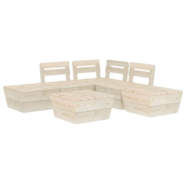 6 pcs conjunto lounge de paletes + almofadões madeira de abeto - Image 2