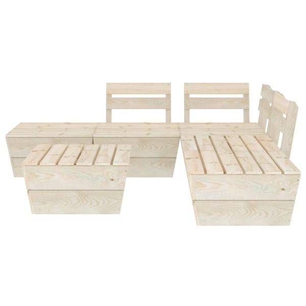 6 pcs conjunto lounge de paletes + almofadões madeira de abeto - Image 3