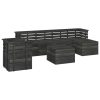 7 pcs conjunto lounge de paletes pinho maciço cinza-escuro - Image 2