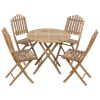 5 pcs conj. de jantar dobrável c/ almofadões p/ exterior bambu - Image 2