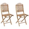 Cadeiras de jardim dobráveis c/ almofadões 2 pcs bambu - Image 2