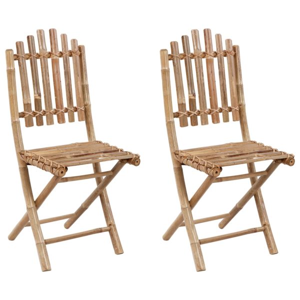 Cadeiras de jardim dobráveis c/ almofadões 2 pcs bambu - Image 2