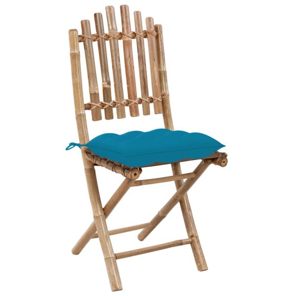 Cadeiras de jardim dobráveis c/ almofadões 2 pcs bambu - Image 3