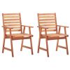 Cadeiras de jantar p/ jardim 2 pcs c/ almofadões acácia maciça - Image 2