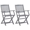 Cadeiras exterior dobráveis c/ almofadões 2 pcs acácia maciça - Image 2