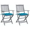 Cadeiras exterior dobráveis c/ almofadões 2 pcs acácia maciça