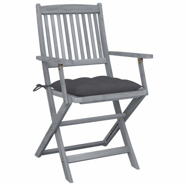 Cadeiras exterior dobráveis c/ almofadões 4 pcs acácia maciça - Image 3