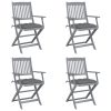Cadeiras exterior dobráveis c/ almofadões 4 pcs acácia maciça