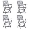 Cadeiras exterior dobráveis c/ almofadões 4 pcs acácia maciça - Image 2