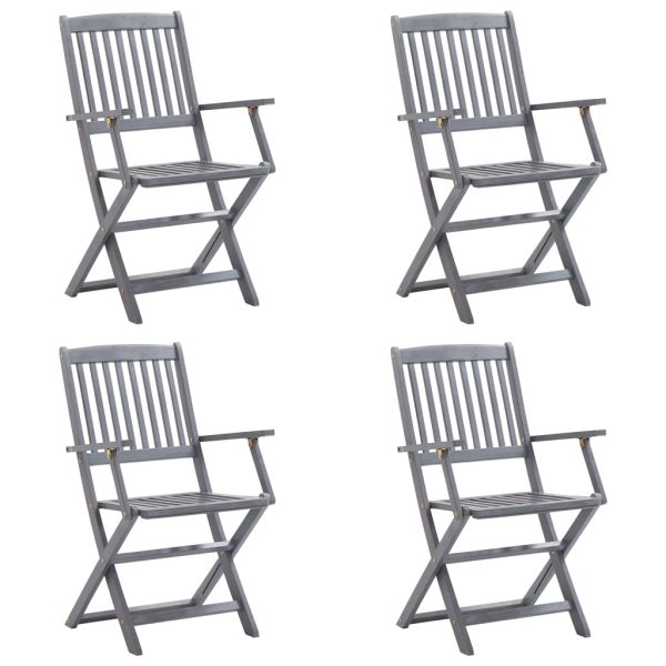 Cadeiras exterior dobráveis c/ almofadões 4 pcs acácia maciça - Image 2