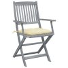 Cadeiras exterior dobráveis c/ almofadões 4 pcs acácia maciça - Image 3
