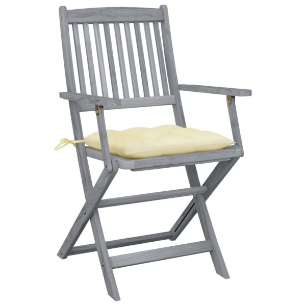 Cadeiras exterior dobráveis c/ almofadões 4 pcs acácia maciça - Image 3