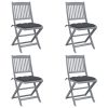 Cadeiras exterior dobráveis c/ almofadões 4 pcs acácia maciça