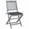 Cadeiras exterior dobráveis c/ almofadões 4 pcs acácia maciça - Image 2