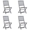 Cadeiras exterior dobráveis c/ almofadões 4 pcs acácia maciça - Image 3