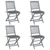 Cadeiras exterior dobráveis c/ almofadões 4 pcs acácia maciça