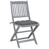 Cadeiras exterior dobráveis c/ almofadões 4 pcs acácia maciça - Image 2