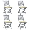 Cadeiras exterior dobráveis c/ almofadões 4 pcs acácia maciça