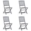 Cadeiras exterior dobráveis c/ almofadões 4 pcs acácia maciça - Image 3
