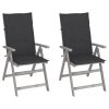 Cadeiras jardim reclináveis c/ almofadões 2 pcs acácia maciça