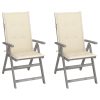 Cadeiras jardim reclináveis c/ almofadões 2 pcs acácia maciça