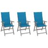 Cadeiras jardim reclináveis c/ almofadões 3 pcs acácia maciça