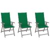 Cadeiras jardim reclináveis c/ almofadões 3 pcs acácia maciça