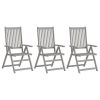 Cadeiras jardim reclináveis c/ almofadões 3 pcs acácia maciça - Image 2