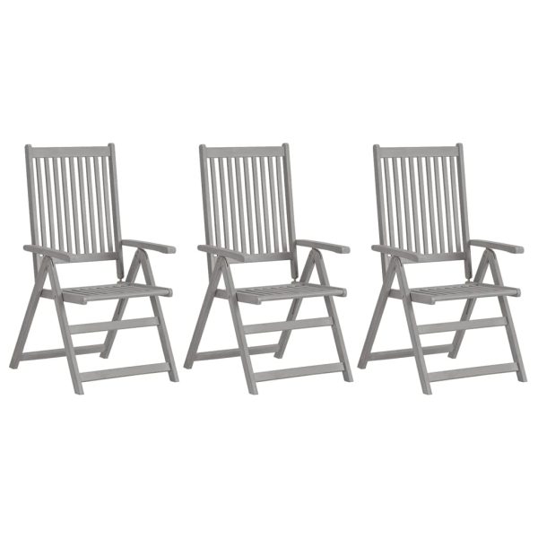 Cadeiras jardim reclináveis c/ almofadões 3 pcs acácia maciça - Image 2
