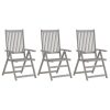 Cadeiras jardim reclináveis c/ almofadões 3 pcs acácia maciça - Image 2