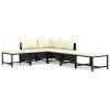 6 pcs conjunto lounge de jardim c/ almofadões vime PE preto - Image 2