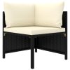 7 pcs conjunto lounge de jardim c/ almofadões vime PE preto - Image 3