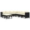 9 pcs conjunto lounge de jardim c/ almofadões vime PE preto - Image 2
