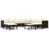 12 pcs conjunto lounge de jardim c/ almofadões vime PE preto - Image 2