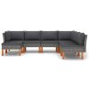 7 pcs conjunto lounge de jardim c/ almofadões vime PE cinzento - Image 3