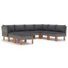 8 pcs conjunto lounge de jardim c/ almofadões vime PE cinzento - Image 2