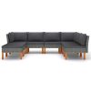 8 pcs conjunto lounge de jardim c/ almofadões vime PE cinzento - Image 3