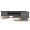 9 pcs conjunto lounge de jardim c/ almofadões vime PE cinzento - Image 3