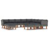 12 pcs conjunto lounge de jardim c/ almofadões vime PE cinzento - Image 2