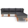 6 pcs conjunto lounge de jardim c/ almofadões vime PE cinzento - Image 3