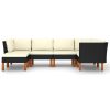 6 pcs conjunto lounge de jardim c/ almofadões vime PE preto - Image 3
