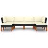 6 pcs conjunto lounge de jardim c/ almofadões vime PE preto - Image 3