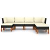 7 pcs conjunto lounge de jardim c/ almofadões vime PE preto - Image 3